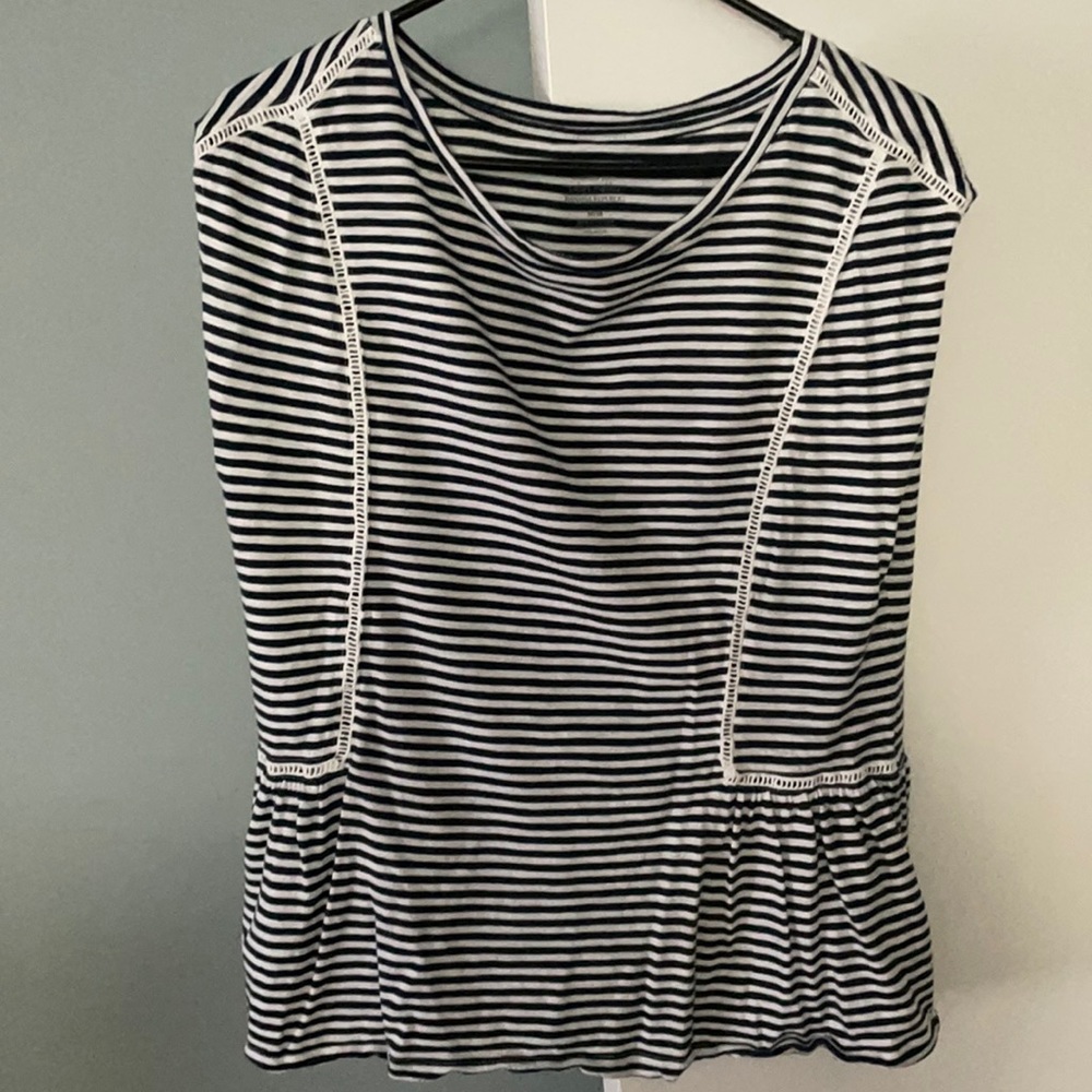 Banana republic navy and white striped t shirt